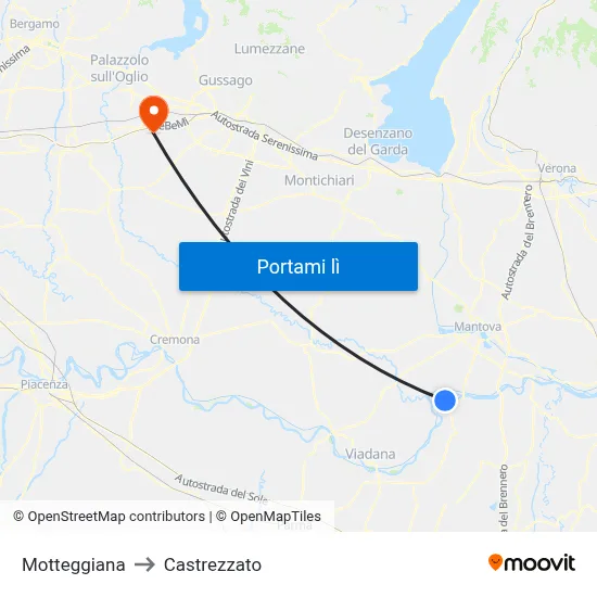 Motteggiana to Castrezzato map