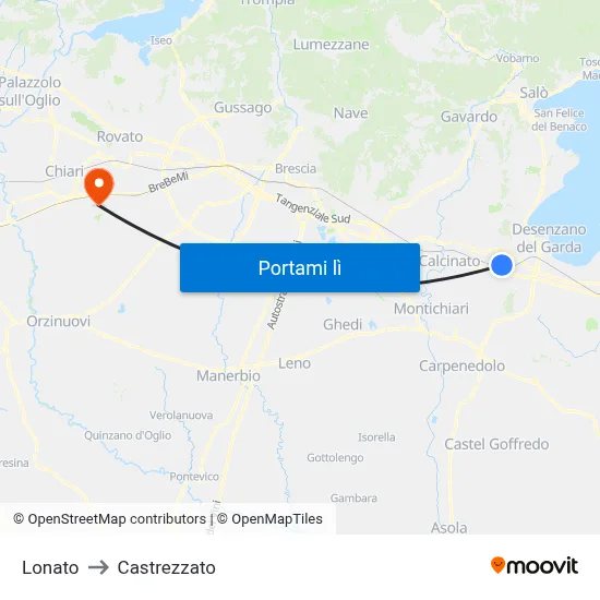 Lonato to Castrezzato map