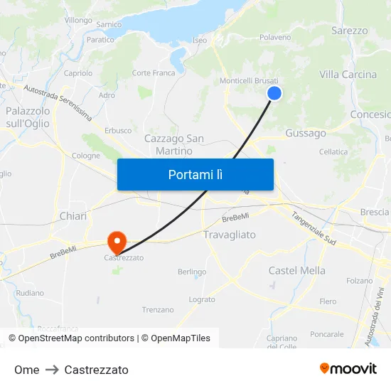 Ome to Castrezzato map