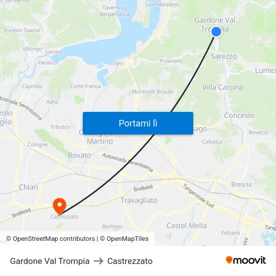 Gardone Val Trompia to Castrezzato map