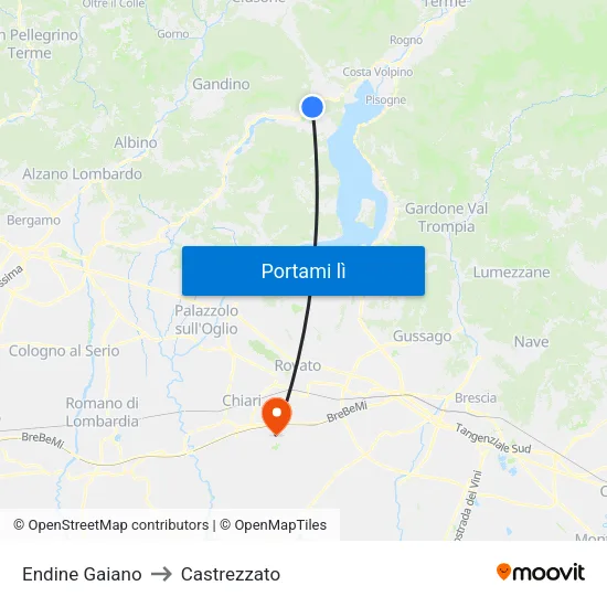 Endine Gaiano to Castrezzato map