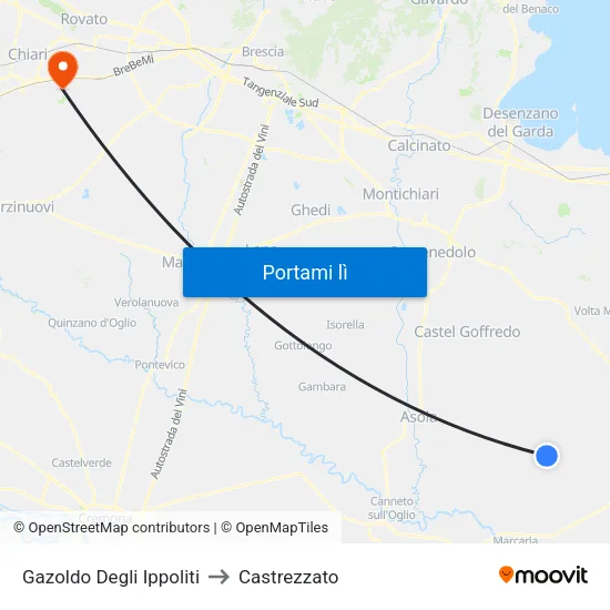 Gazoldo Degli Ippoliti to Castrezzato map