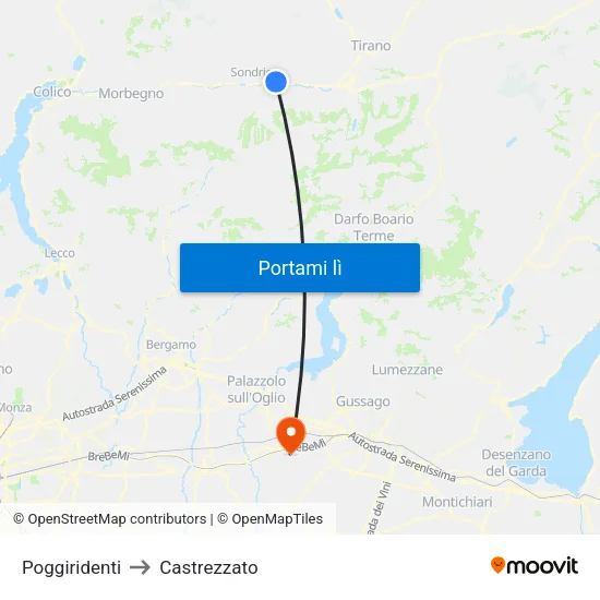 Poggiridenti to Castrezzato map