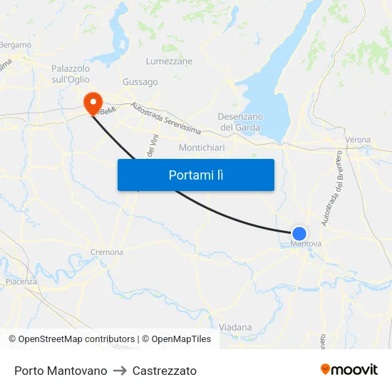 Porto Mantovano to Castrezzato map