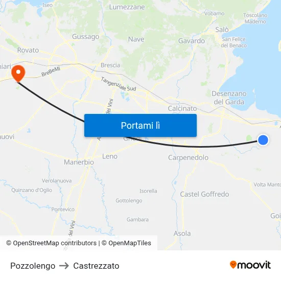 Pozzolengo to Castrezzato map