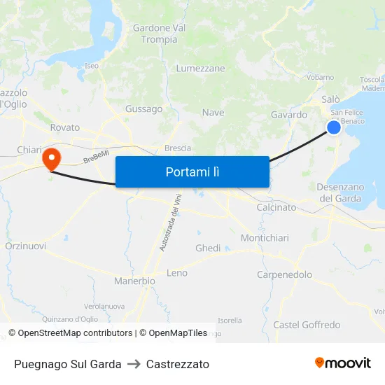 Puegnago Sul Garda to Castrezzato map