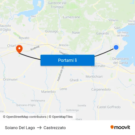 Soiano Del Lago to Castrezzato map