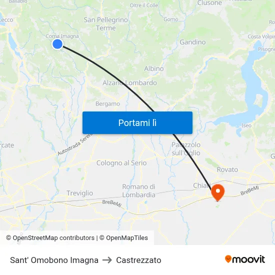 Sant' Omobono Imagna to Castrezzato map