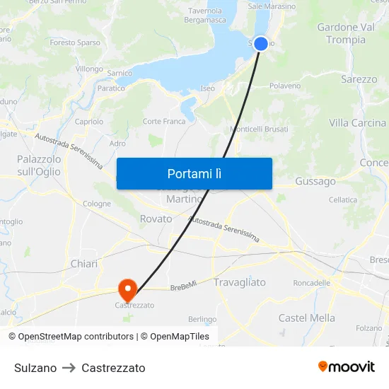 Sulzano to Castrezzato map