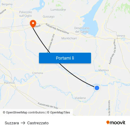 Suzzara to Castrezzato map