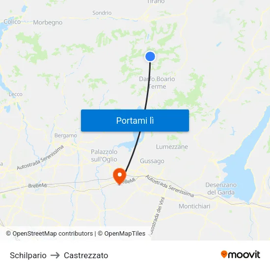 Schilpario to Castrezzato map