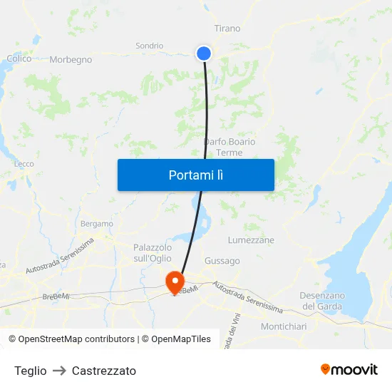 Teglio to Castrezzato map