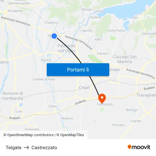 Telgate to Castrezzato map