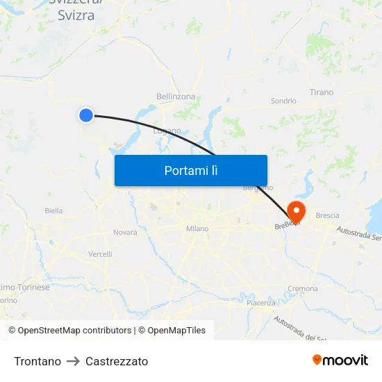Trontano to Castrezzato map