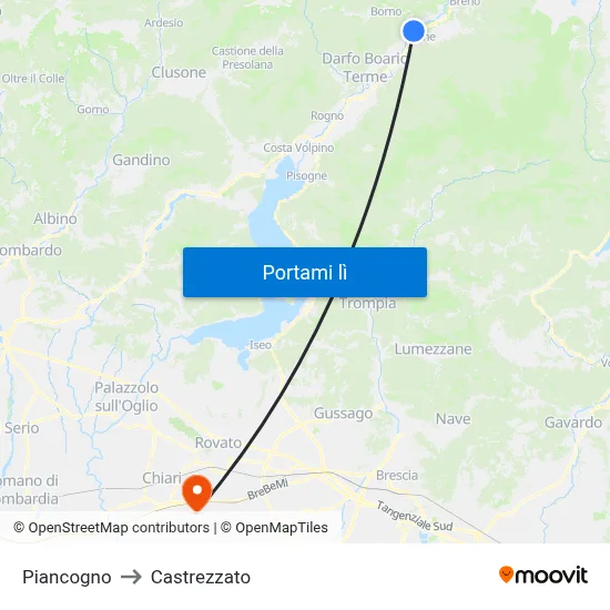 Piancogno to Castrezzato map