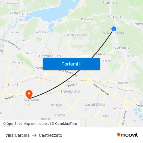 Villa Carcina to Castrezzato map