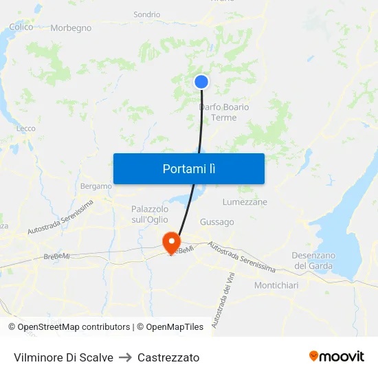 Vilminore Di Scalve to Castrezzato map