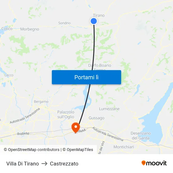 Villa Di Tirano to Castrezzato map