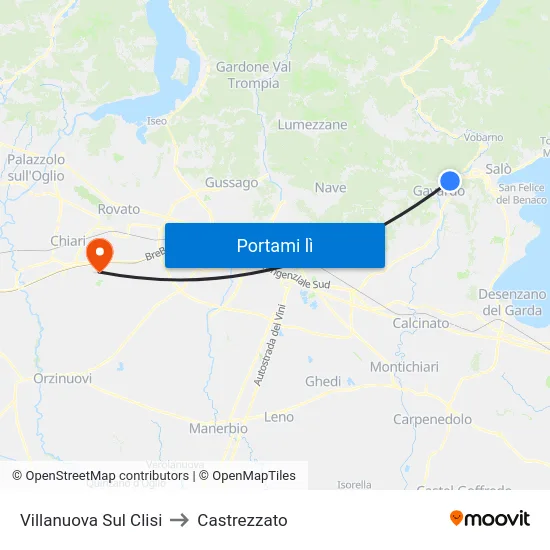 Villanuova Sul Clisi to Castrezzato map