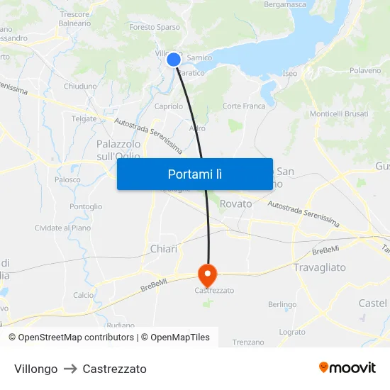 Villongo to Castrezzato map
