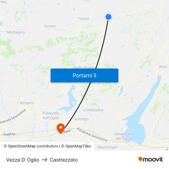 Vezza D' Oglio to Castrezzato map