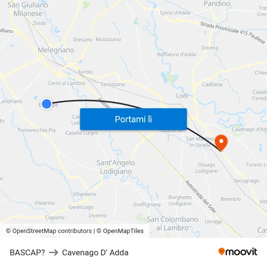 BASCAP? to Cavenago D' Adda map