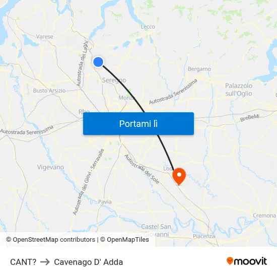 CANT? to Cavenago D' Adda map