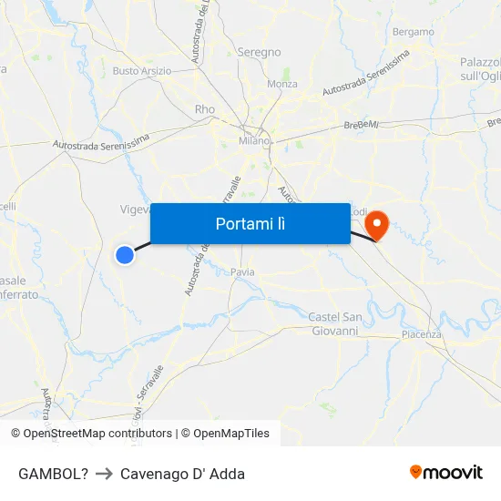 GAMBOL? to Cavenago D' Adda map