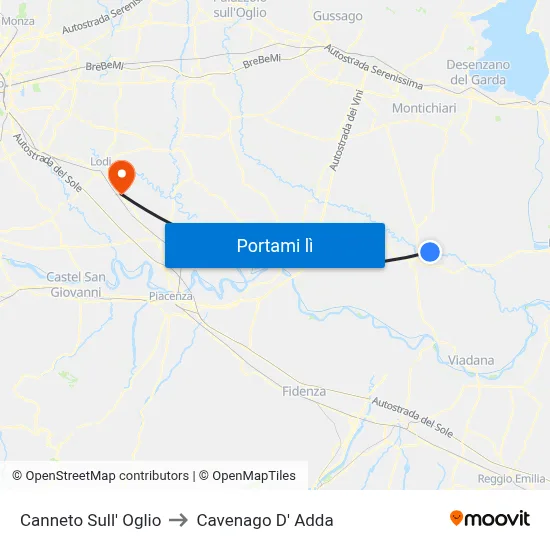 Canneto Sull' Oglio to Cavenago D' Adda map