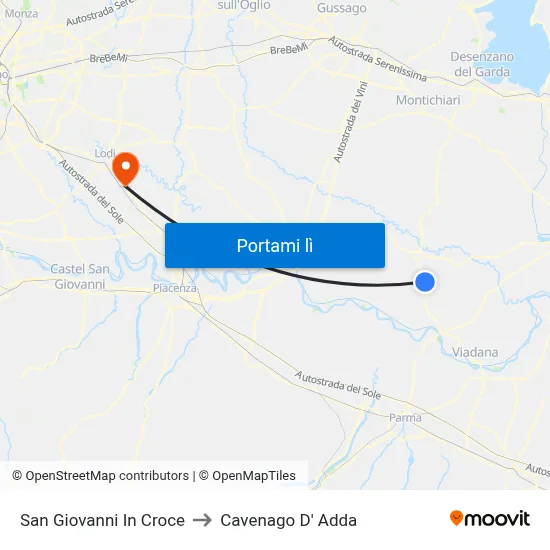 San Giovanni In Croce to Cavenago D' Adda map