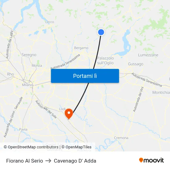 Fiorano Al Serio to Cavenago D' Adda map