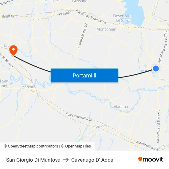 San Giorgio Di Mantova to Cavenago D' Adda map
