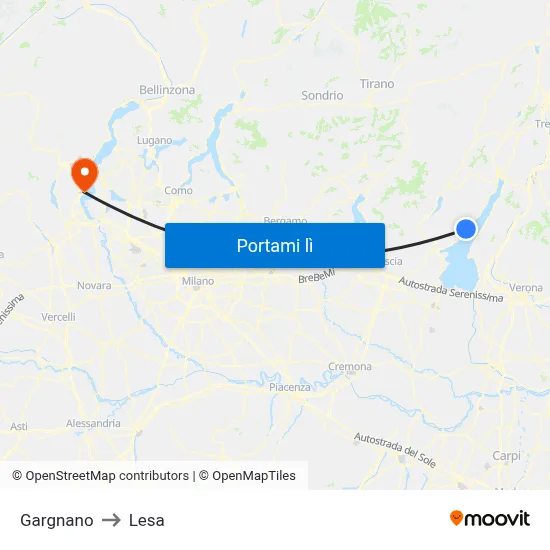 Gargnano to Lesa map