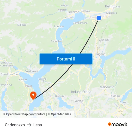 Cadenazzo to Lesa map