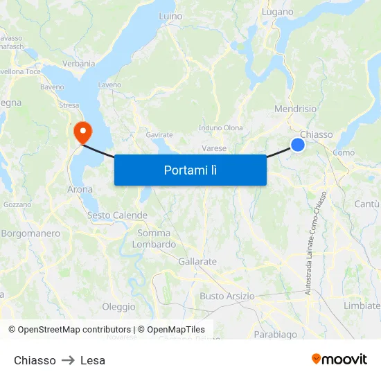 Chiasso to Lesa map