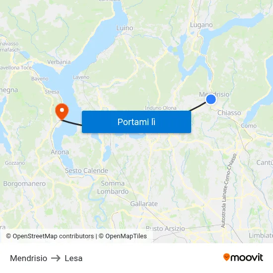Mendrisio to Lesa map
