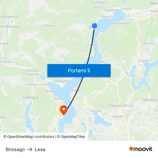 Brissago to Lesa map