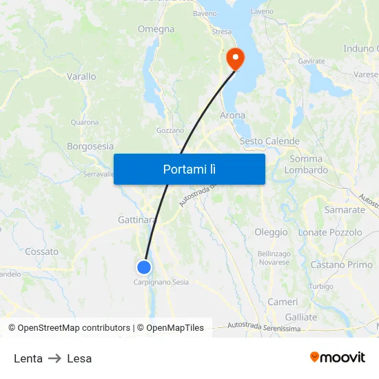 Lenta to Lesa map