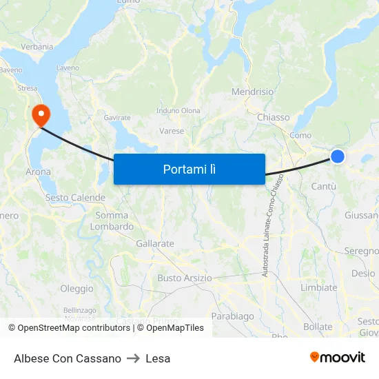 Albese Con Cassano to Lesa map