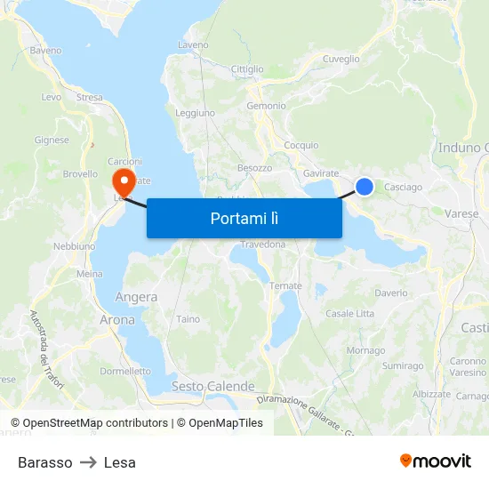 Barasso to Lesa map