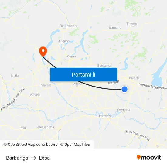 Barbariga to Lesa map