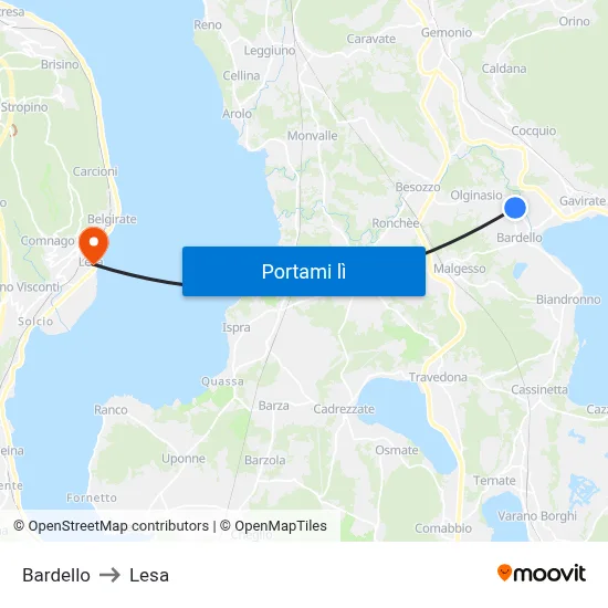 Bardello to Lesa map