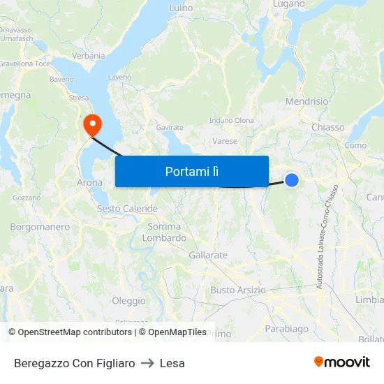 Beregazzo Con Figliaro to Lesa map