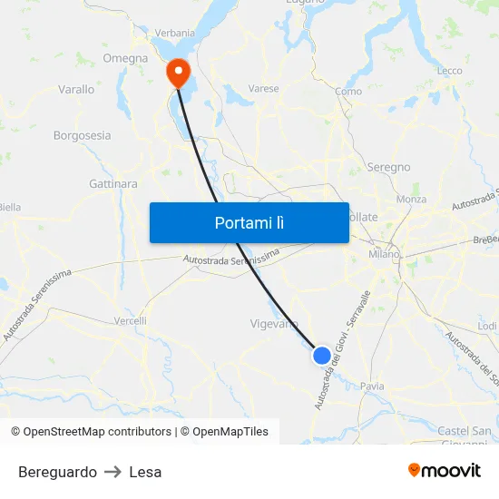 Bereguardo to Lesa map