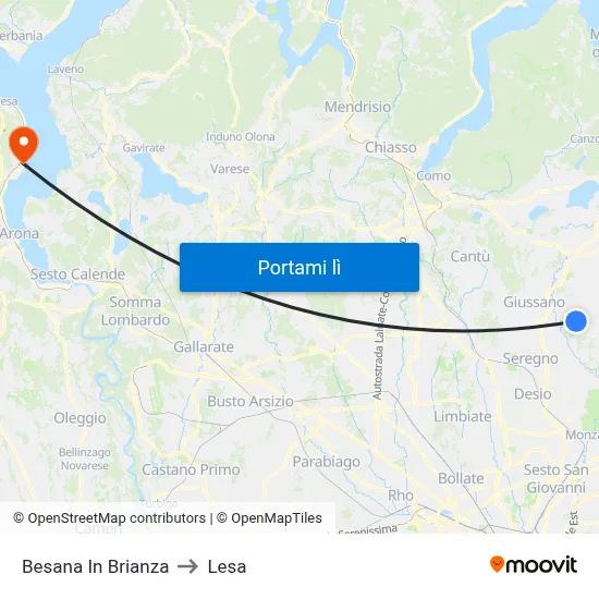 Besana In Brianza to Lesa map