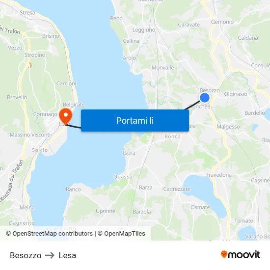 Besozzo to Lesa map