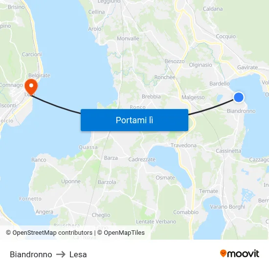 Biandronno to Lesa map