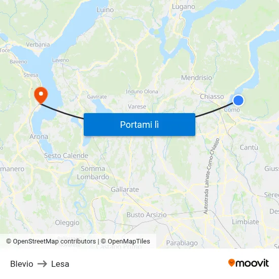 Blevio to Lesa map