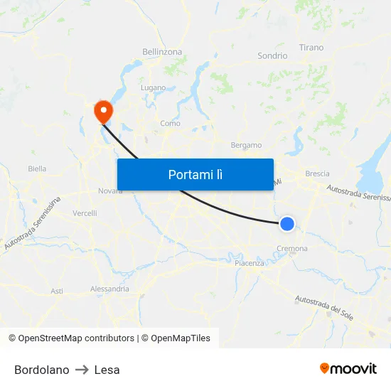 Bordolano to Lesa map