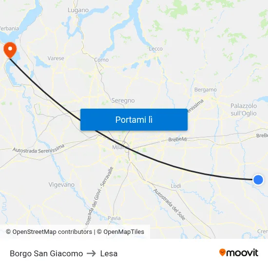 Borgo San Giacomo to Lesa map